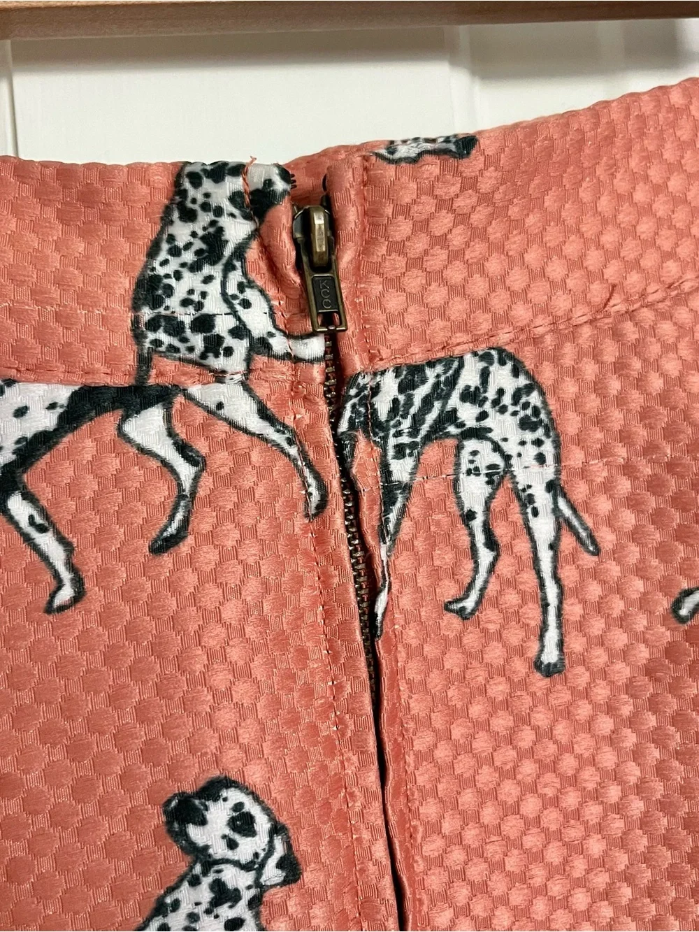 Hutch Dalmatian Print Two-Tone A-Line Skirt in Coral and Red